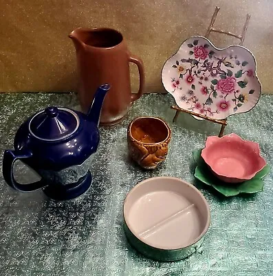 8 Pc. Vintage Pottery Lot - Hall - Frankoma - Staffordshire - Brush McCoy? - Tea • $23