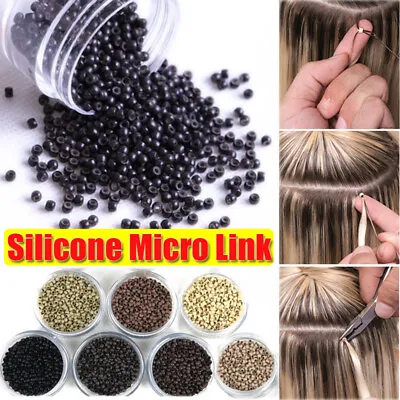 1500pcs Micro Silicone Lined Rings/Link/Beads Micro Crimp Beads For I Tip Hair F • $6.27