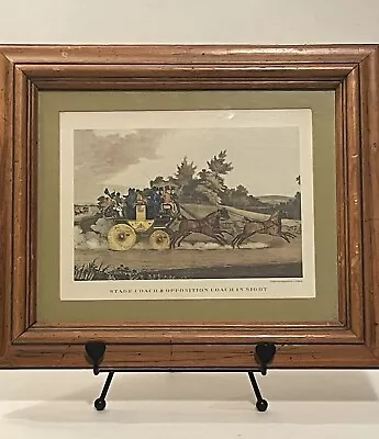 Vintage Stage Coach & Opposition Coach In Sight Framed Engraved Print J. Pollard • £27
