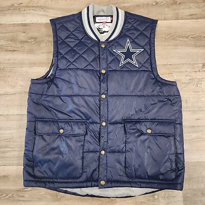 Mitchell & Ness Throwback Dallas Cowboys NFL Football Blu XL Quilted Puffer Vest • $84.99