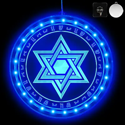 Hanukkah Decorations Blue Star Of David Window Lights Chanukah Decor LED Lights • $21.23