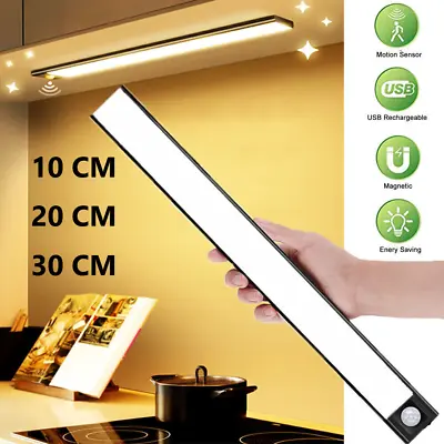 $5.99 • Buy New Wireless LED Motion Sensor Light Strip Cabinet Lamp Closet USB Rechargeable