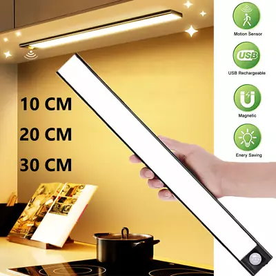 New Wireless LED Motion Sensor Light Strip Cabinet Lamp Closet USB Rechargeable • $5.99