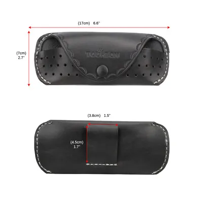 TOURBON Leather Eyewear Pouch Slim Horizontal Eyeglasses Case Belt Pouch In UK • £25.88