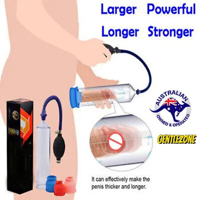 Male Vacuum Penis Pump ED Erectile Enlargement Ball Stretcher 3-Sleeves Enlarger • $19.49