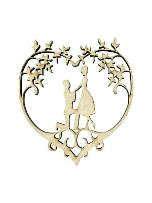 2x Couple Heart Tree Branches 7.5cm Wood Craft Embelishments Laser Cut Shape MDF • £3.15