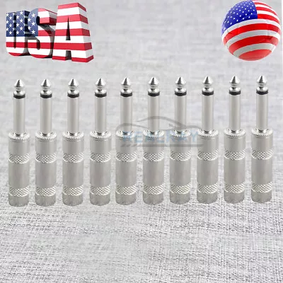 10pcs 1/4 MONO TS For Heavy Duty Male Audio Speaker Guitar Cable Connector Plug • $11.99