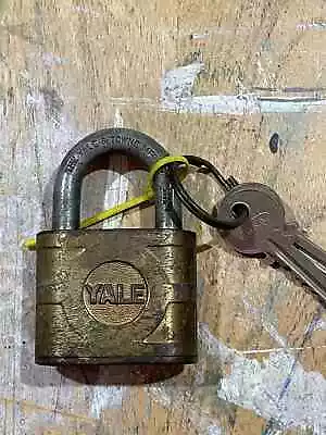 Vintage Yale And Towne Gold Tone Lock With 2 Keys 2  X 3  Made In USA • $27