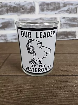 Vintage Bar Glass Nixon Our Leader At The Watergate  Tricky Dick  Caricature  • $29.99