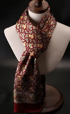 100% Silk  Satin Scarf Men Women Neckerchief Wrap Paisley Red QS175-15 • $28.70