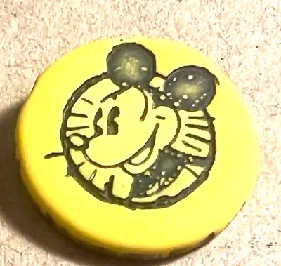 Vtg MICKEY MOUSE Gold/Yellow Button 3/4” BM Disney Boutons Kocher Stencil Buff • $9.99