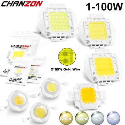 Warm Natural Cold White High Power Led Chip 1W 3W 5W 10W 20W 50W 100W Light Bulb • $3.96