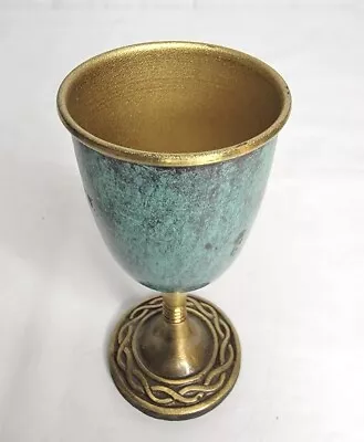 Israel Hakuli Green Enamel Brass Shot Cup • $18.99