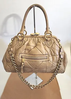 MARC JACOBS Classic Quilted Stam Beige Leather Satchel Bag  • $395