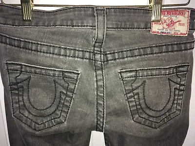 TRUE RELIGION JORDAN JEANS DENIM GREY 26x32 26/32 W26 100% AUTHENTIC • $29.99