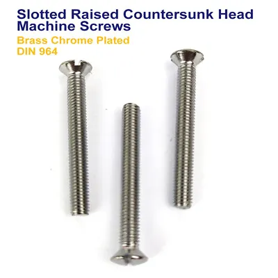 M5 X 50mm SLOTTED RAISED COUNTERSUNK MACHINE SCREWS CHROME PLATED DIN 964 • £1.89