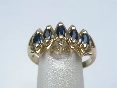 14Kt Yellow Gold Marquise Cut Sapphire Anniversary Style Ring Sizable 6.5 • $169.99