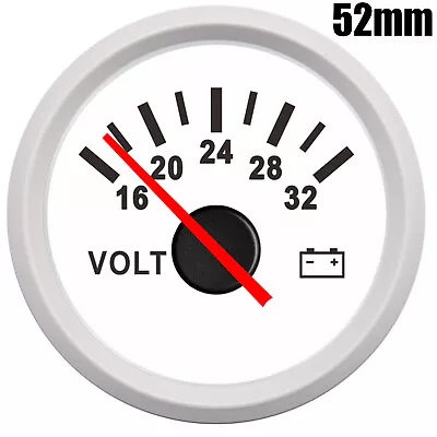 2  52mm White Universal Volt Meter Voltmeter Voltage Gauge 16-32V For Boat Car  • $7.91