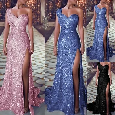 £10.99 • Buy Women Sequin Prom Party Ball Gown Sexy Gold Evening Bridesmaid V Neck Long Dress