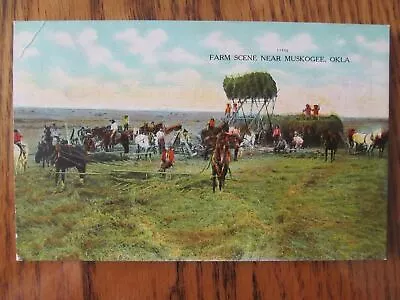 Farm Scene Near Muskogee Oklahoma Harvest Postcard  • $9.98