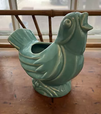 BEAUTIFUL McCoy Pottery 1940’s Aqua Turquoise 7” Tall Singing Bird Planter • $46