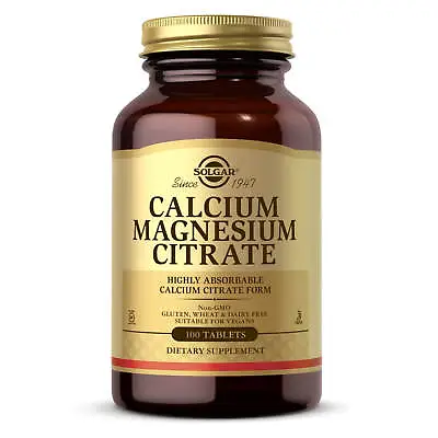 Solgar Calcium Magnesium Citrate 100 Tablets FRESH MADE IN USA FREE SHIPPING • $13.83