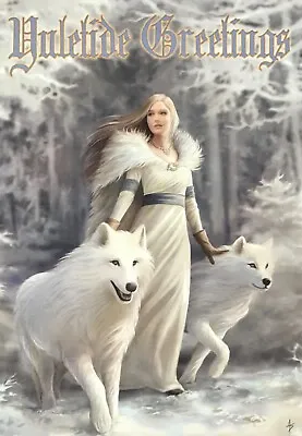 Winter Guardians Pagan Wicca Alt Card Christmas Ann Stokes White Wolves AN48 • £2.90