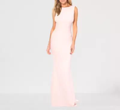 Women's Katie May Vionnet DRAPE Back Crepe Gown Size 4 - Pink G7 • $175.50