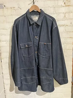 Vintage Montgomery Ward Chore Jacket Size 50 Indigo Denim 60s Workwear Farm Vtg • $90