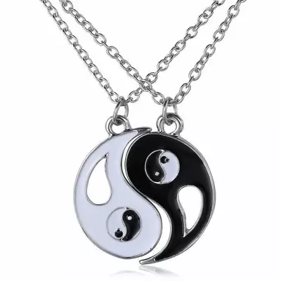 2pc/set Yin Yang Interlocking Necklace Couple Gift Friendship Best Friend Bff • $6.26