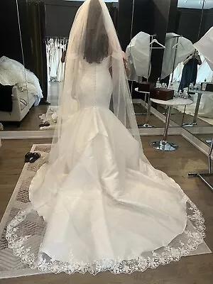 Martina Liana Wedding Dress. Size 12 Cathedral Veil Handmade Hair Accessories • $650