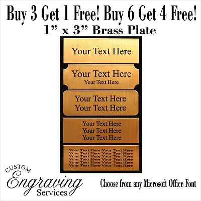 $3.26 • Buy BRASS TROPHY PLATE 1x3 Custom Name Plate Picture Plaque Name Tag Trophy Flag 