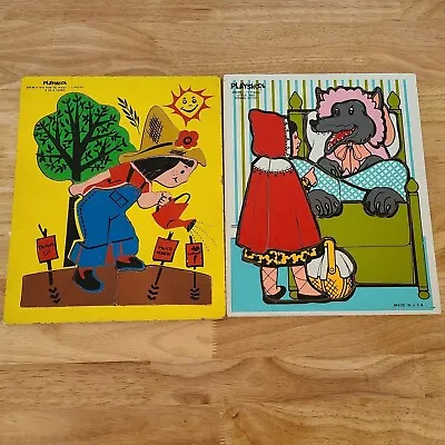 Vintage Playskool Nursery Rhymes Wood Puzzles Lot Of 2 • $15