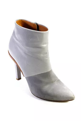 Maison Martin Margiela Womens Side Zip Pointed Toe Booties Gray Leather Size 38 • $158.59