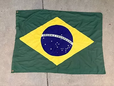 Vintage 86cm X 122cm Brazil Flag Stitched Calico Commercial Quality Brazillian • $34.95