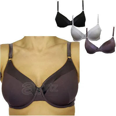 Ladies Underwired T-shirt Bra M S Memory Foam Girls Full Cup Multiple Colours • £13.50