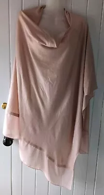 Baby Pink Wool Mix Sheer Summer Wrap Poncho Cover Up • £8.99