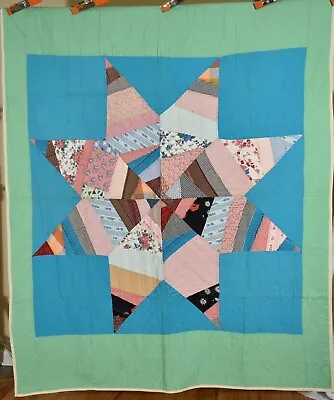 $595 • Buy Colorful Vintage 40's Lone Star Antique Quilt, NICE BLUE BACKGROUND!
