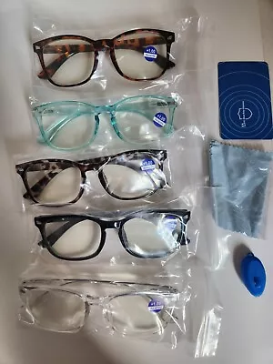 5 Pack Reading Glasses Blue Light Blocking Filter UV Ray/Glare Computer +1.00 • $12.99