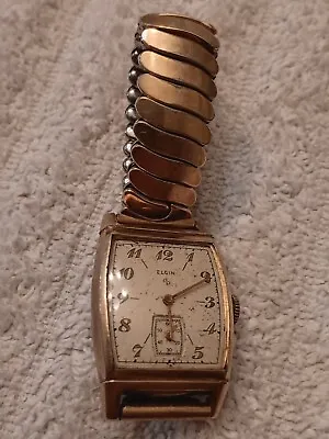 Vintage Elgin 10K Rolled Gold Plate Jewel Mechanical Wrist Watch Non Working  • $39.99