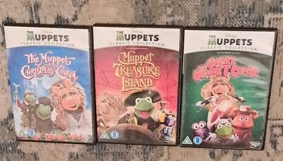 X3 The Muppets DVD Collection Christmas Carol Treasure Island Great Caper Films  • £7.99