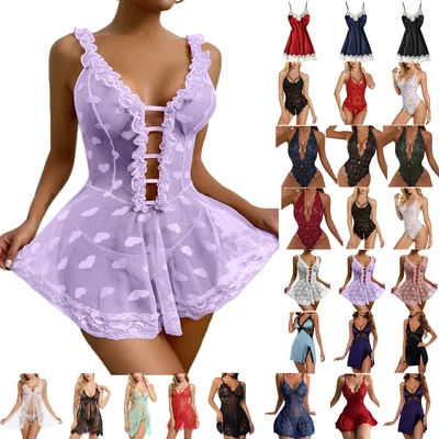 $11.59 • Buy Women Ladies Sexy Lace Lingerie Nightwear Babydoll Bodysuit Underwear Sleepwear
