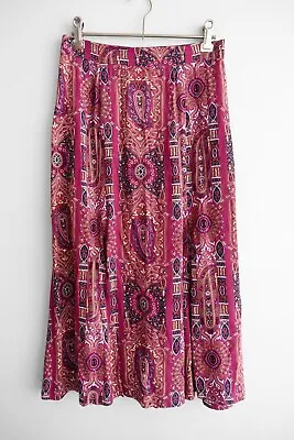 Tigerlily Womens Skirt Size 8 Multicoloured Paisley Print Slit Front Midi Boho • $27