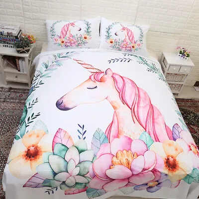 $12.99 • Buy Unicorn Quilt Duvet Doona Cover Set Single Double Queen King Size Bed Pillowcase