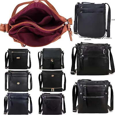 £15.94 • Buy Ladies Black Cross Body Bag Messenger Large Over Shoulder Satchel Handbag Strap