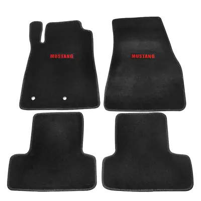 Fit For 05-09 Ford Mustang Black Nylon Floor Mat Anti-slip Carpet W/ Red Emblems • $57.99