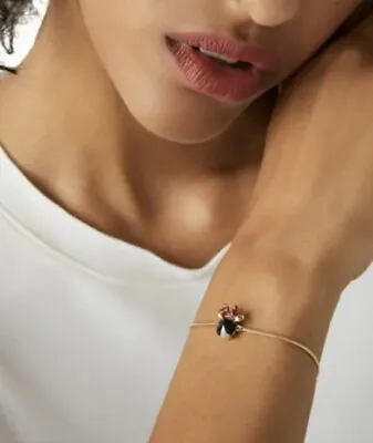 Kate Spade X Disney Minnie Mouse Gold Slider Lariat Bracelet Black Stone • $30