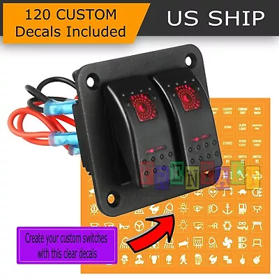 Red LED 2 Gang ON-OFF Toggle Switch Panel 2 USB 12V Car Boat Marine RV Truck • $14.95