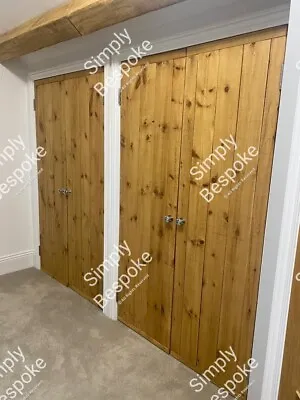 SOLID LEDGED PINE DOORS 30mm RUSTIC BARN COTTAGE DOORS  MADE TO MEASURE • £150