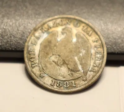 1881 Chile Silver Coin 20 Cents • $0.99